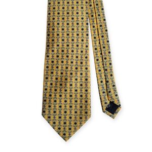 Marco Laurenti 100% Silk Patterned Tie Yellow Blue